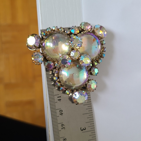 Vintage Continental Chunky Large Aurora Borealis Bubble Circle Brooch Pin - Picture 8 of 8